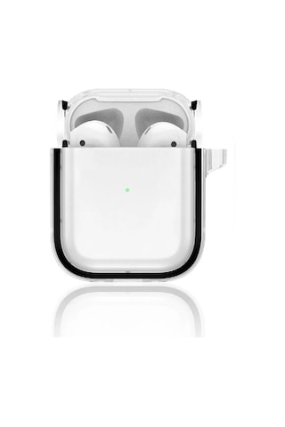 Movenchy Apple Airpods Uyumlu 4 4.nesil Shiny Şeffaf Kılıf - Siyah Çok Renkli
