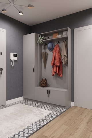 Asra Trend Vestiyer & Portmanto V-01 %100 MDF Askılı Çok Raflı Ayakkabılık Kül Gri