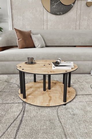 Yin Yang Unıty Serenıty Orta Sehpa 2 Li Safir Meşe-70 Cm Meşe