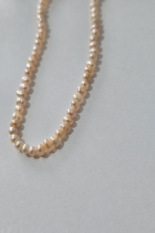 3 Mm Somon Renk Gerçek İnci Kolye 0235 - Somon