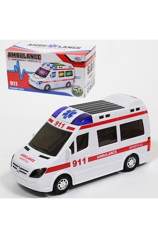 3d Işıklı. Sirenli Çarp Dön Sensörlü Ambulans