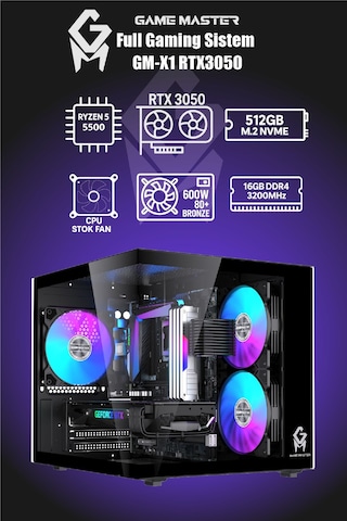 Game Master GM-X1 R5 5500 16 GB 512 GB M.2 SSD RTX3050 27" Free Dos Masaüstü Oyuncu Bilgisayarı