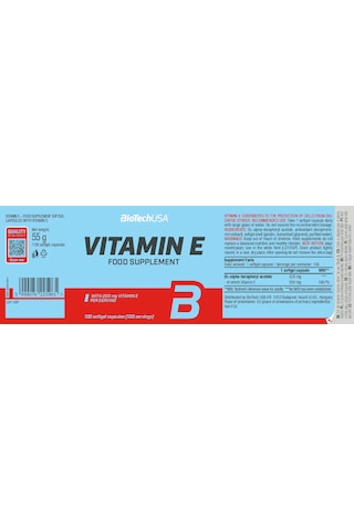 Biotechusa Vitamin E Antioxidants İmmune System - 100 Softgel