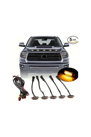 Xuweiwei 1 Ton 5 Çoğu Araç İçin 5li 1 Arada Ön Izgara Süsleme Kiti Siyah 12v Kabin Sarı Kehribar Led Yüksek Parlaklık