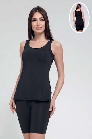 Chelly Kadın Düz Renk Askılı Taytlı Tankini S9003-04