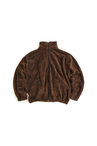 No Plan Erkek Oversize Fermuarlı Pelüş Sweat Ceket-kahve Rengi Kahverengi