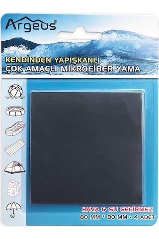 Argeus 4'lü Yapışkanlı Fiber Çadır Tamir Yaması Antrasit Çok Renkli