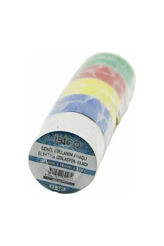 İbico İ13-027 Renkli İzolasyon Elektrik Bandı 0.15mm X 18mm, 6 Yards - 10'li Paket