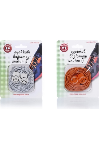 Magic Locks Yuvarlak Akıllı Ayakkabı Bağcık 2'li Set Beyaz-Turuncu Magic Locks Yuvarlak Akıllı Ayakkabı Bağcık 2'li Set Beyaz-Turuncu