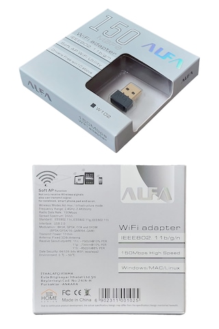Alfanet W102 Mini İnternet Wifi Adaptörü Nano USB 150 MBPS Masaüstü Bilgisayar Kablosuz Ağ Wi-Fi Alıcısı