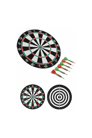 43 Cm Çift Taraflı Büyük Dart Seti 6 İğneli Ok Seti Dahil Profesyonel Görünümlü Klasik Hedef Oyu