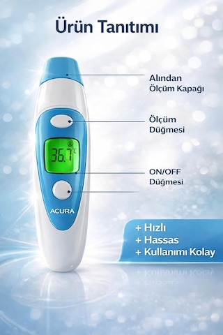 Ac-9280 Kulaktan & Alından Ateş Ölçer, Beyaz Mavi