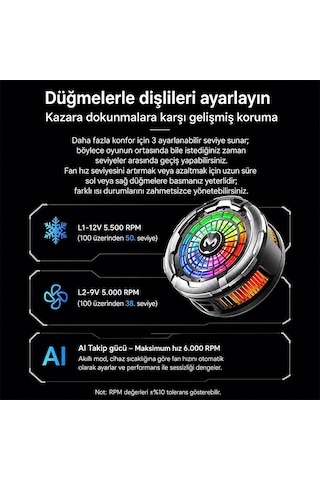 Memo Cx26 Ultra 30w Manyetik Telefon Soğutucu Rgb Magsafe Mobil Oyun Soğutucusu Yapay Zeka Destekli