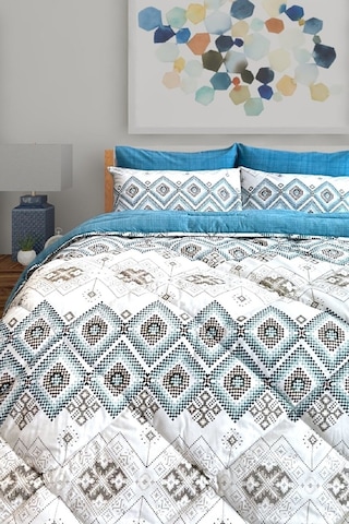 Lux Uyku Seti-tek Kişilik-lastikli Çarşaflı 2yastık Kılıflı-özel Çantada Bohemian Petrol