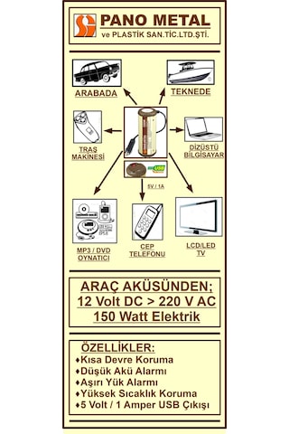 12 Volt Çakmak Invertör Usbli Dönüştürücü İnverter 150 Watt