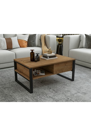 İsti Metal Ahşap Orta Sehpa Atlantik Çam