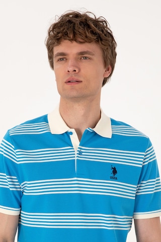 U.S. Polo Assn. Erkek Regular Fit Polo Yaka Turkuaz Çizgili Tişört 50306826-VR093