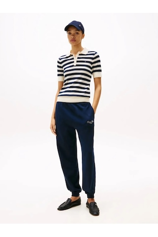 Tommy Hilfiger Kısa Kollu Triko Örgü Polo Yakalı T-shirt Siyah
