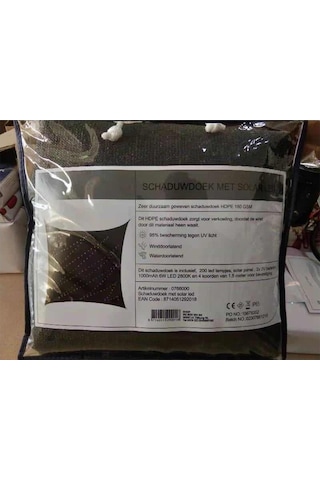 Solar Led Işıklı Gölgelik Branda 3.6Mx3.6M