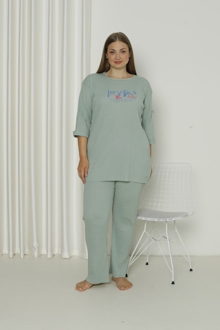Fames Pijama Yazlık Kaşkorse Büyük Beden Pijama Takım Mint Yeşili