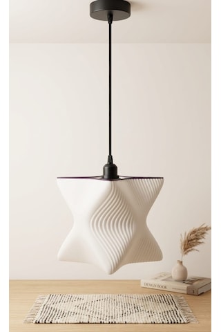 Neslidekor Modern 3d Tasarım Geometrik Sarkıt Abajur - Antre Ve Salon Tipi Avize - Beyaz Beyaz