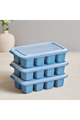 Kapaklı Plastik 3'lü Mini Küp Buzluk Açık Pembe