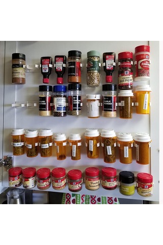 Aubyhe 4 Adet Beyaz Plastik Baharatlık Tutucu, 5 Klipsli, Mutfak/banyo Düzenleyici, Uzunluk 25 Cm - Boşluk Tasarruflu, Kolay Kurulum Beyaz