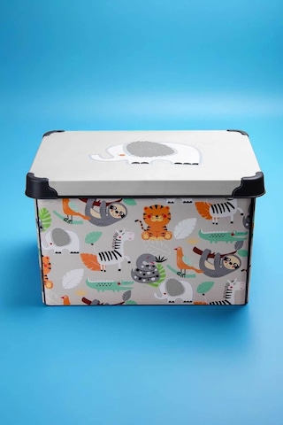 Style Box Animals Desenli 20 L Dekoratif Oyuncak Ve Saklama Kutusu Çok Renkli