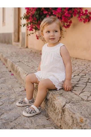 Civil Baby Brodeli Şortlu 6-18 Ay Takım - Kırık Beyaz