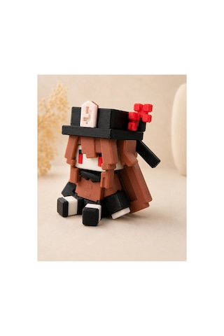 Hu Tao Genshin Impact Temalı Chibi 3d Baskı Figür, Koleksiyonluk Masaüstü Dekor