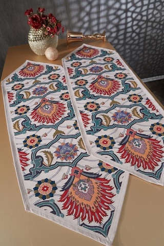 Çeyiz Diyarı Ebruli 2li Lüks Runner 45x140 Cm Çok Renkli