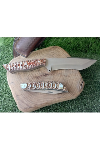 Tctknives El Yapımı Av Kamp Kılıflı Bıçak 1 Kahverengi