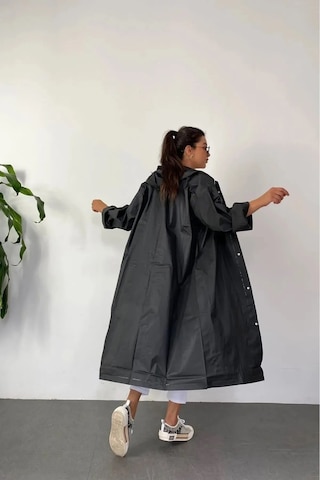 Unisex Siyah Su Rüzgar Geçirmez Yağmurluk Siyah