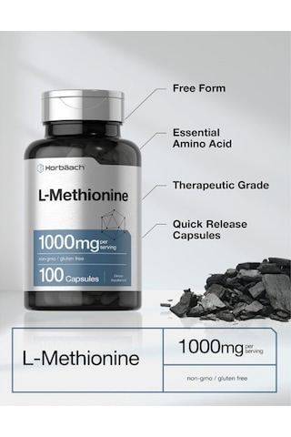 Horbäach L-methionine 1000mg 100 Capsul. Usa Menşei. 3933