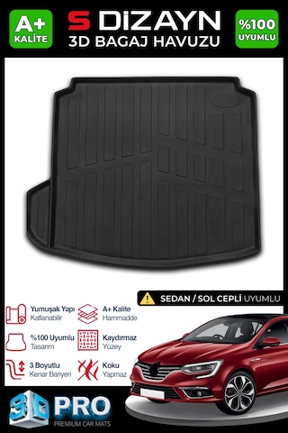 S-dizayn Renault Megane 4 3d Pro Bagaj Havuzu Sol Kulaklı 2016 Üzeri A+ Kalite
