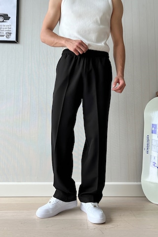 Flaw Atelier Timeless Bel Lastikli Kumaş Pantolon Siyah Siyah