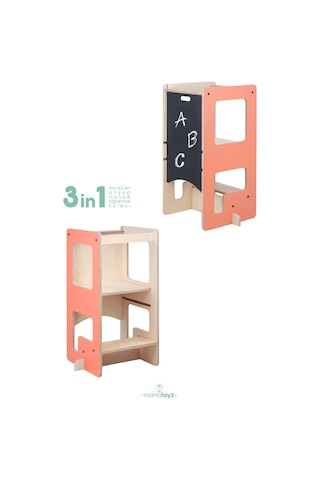 Flip Terra Cotta 3'ü 1 Arada Öğrenme Kulesi & Aktivite Masası & Yazı Tahtası Turuncu Rengi Terra Cotta
