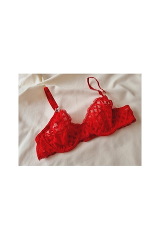Demirsa Boutique Yılbaşı Renkli Kırmızı Dantelli Bralet Sütyen Takım Kırmızı-160