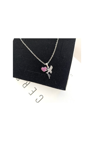 Peri Kadın Kolye Peri Kızı Zirkon Taşlı Silver Kolye 45cm Gümüş