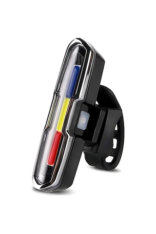 Bisiklet Led İkaz Uyarı Fener Mavi Kırmızı Beyaz Çakarlı Usb Şarjlı Stop Lambası Siyah - Kırmızı - Beyaz