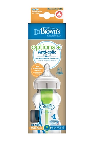 Dr. Brown's Options+ Geniş Ağız Cam Biberon 270 ML