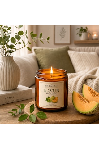 Kavun Kokulu Mum Soft Lighthome Beyaz - Turuncu