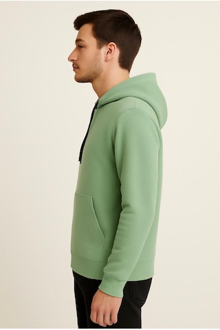 Axxel Erkek Yeşil Kapüşonlu Sweatshirt-w1108 Yeşil 3 İplik Şardonlu