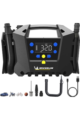 Michelin Mc34259 11.1volt/2.5ah.120psı Ayarlanabilir Dijital Basınç Göstergeli Şarjlı Lastik&yatak Şişirme Pompası