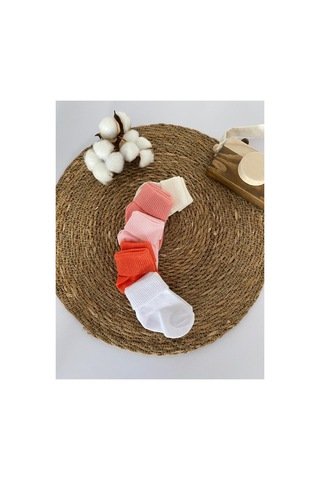 Glory Baby Organik Pamuklu Unisex 5'li Premium Yenidoğan Bebek Çorabı - Kutulu Pembe-ekru-somon-ekru-beyaz Pembe-ekru-somon-ekru-beyaz
