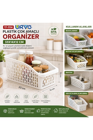 Urve Ur-3562 Çok Amaçlı Plastik Organizer 33x12x14 Cm - Beyaz- 60'li Paket