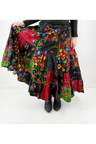 Modaonna Özel Tasarım Patchwork Maxi Etek Çok Renkli