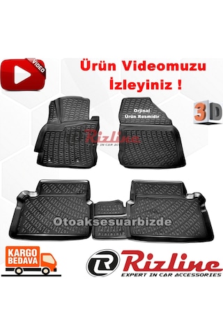 Toyota Uyumlu Auris 3D Paspas Havuzlu Siyah 2013-2019 Arası 4Prç Rizline