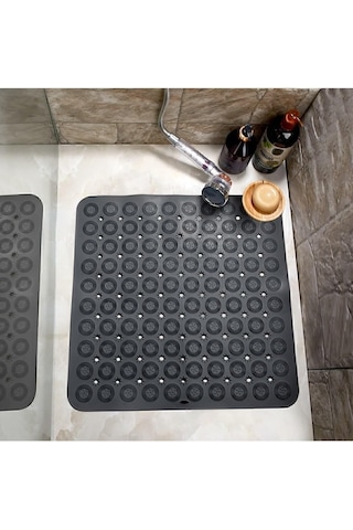 Seahome Kaydırmaz Duşakabin Banyo Ve Duş Paspası Kare Masajlı Vantuzlu Yapışır Paspas 54 X 54 Cm Antrasit Sea15 Çok Renkli