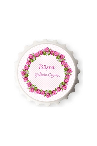Kişiye Özel Gelin Çeyizi Çiçekli Magnet - 10 Adet Set